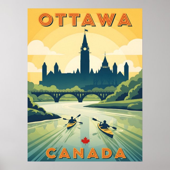 Retro-Reiseplakat von Ottawa Kanada Poster (Vorne)