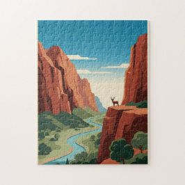Retro-Reiseplakat Zion-Nationalpark Mitte des 20.