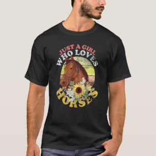Retro Reitfrauen Nur ein Mädchen, das Pferd Lieben T-Shirt