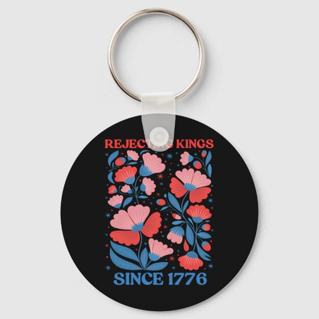 Retro Rejecting Kings Since 1776 Boho Floral Women Schlüsselanhänger (Vorderseite)