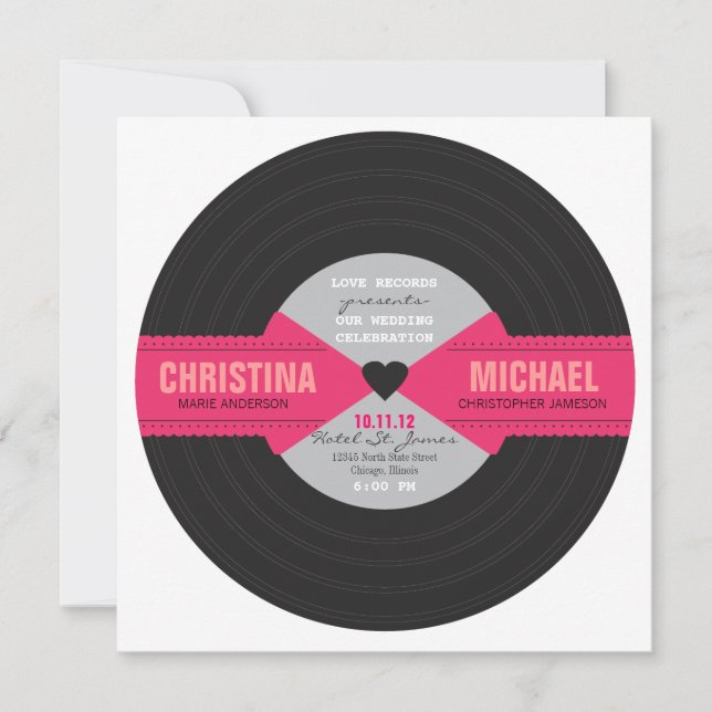 Retro Rekordeinladung Einladung (Vorderseite)