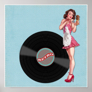 Retro RekordPin-up-Girl Poster