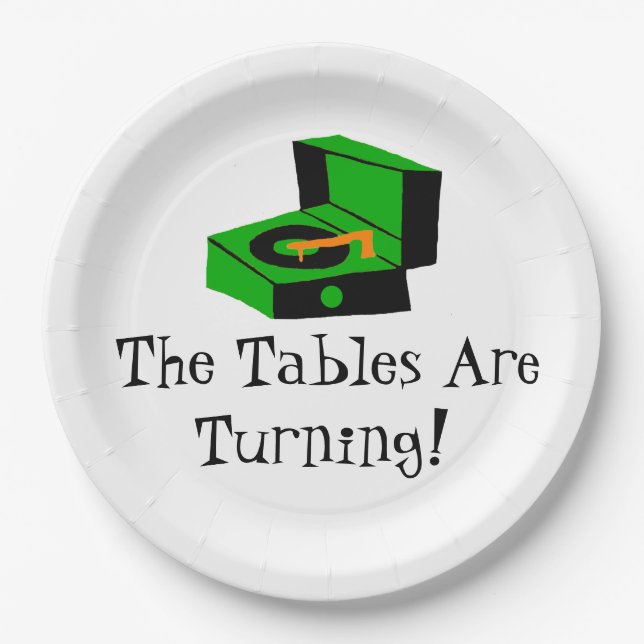 Retro Rekordspieler-Pappteller Pappteller (Vorderseite)