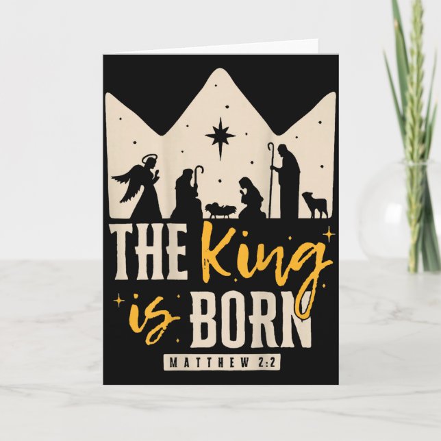 Retro Religious Christmas The King Is Born Christi Karte (Vorderseite)