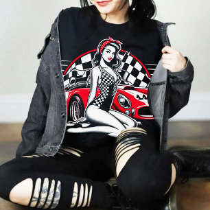 Retro-Rennens-Pin-up T-Shirt