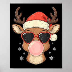 Retro-Rentiere, die Bubble Gum Sungles Weihnachten Poster