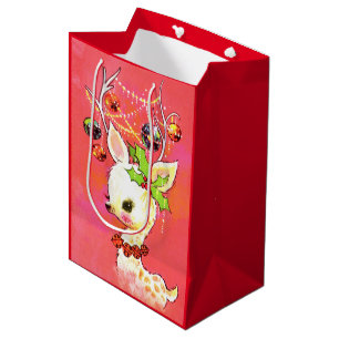 Retro-Rentierfest Weihnachtsfeier Mittlere Geschenktüte