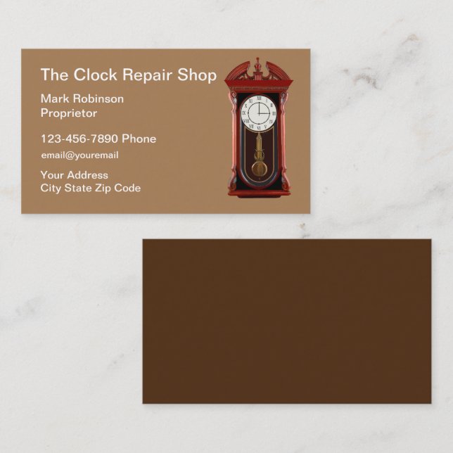 Rétro Réparateur d'horloge Cartes de visite (Devant / Derrière)