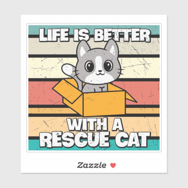 Retro Rescue Cat Vinyl Sticker (Blatt)