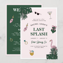 Retro Resort Letzte Splash Bachelorette Wochenende Einladung
