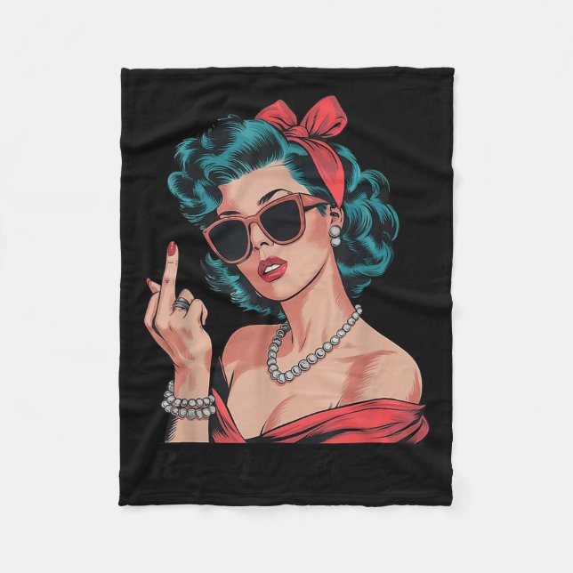 Retro Respectfully Funny N Up Girl Sy Style  Fleecedecke (Vorderseite)