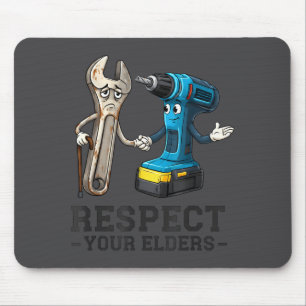 Retro Respektiert eure Älteren Lustiger Bohrer und Mousepad
