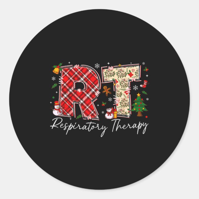 Retro Resratory Therapy Rt Santa Christmas Therapy Runder Aufkleber (Vorderseite)