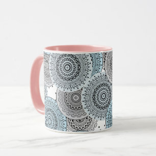 Retro, Retro-Muster, blau und grau, elegant Tasse