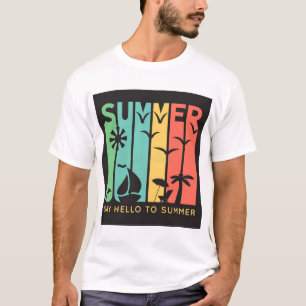 Retro Retro Sonnenuntergang Sommer Strand Silhouet T-Shirt