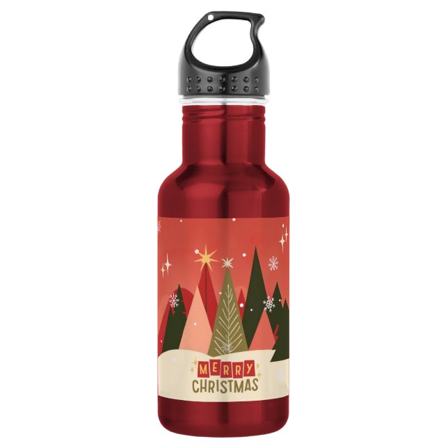 Retro/Retro-Weihnachtsbaum Edelstahlflasche (Vorderseite)