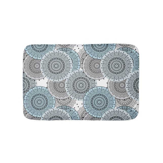 Retro, Retromuster, blau und grau, elegant Badematte (Vorderseite)