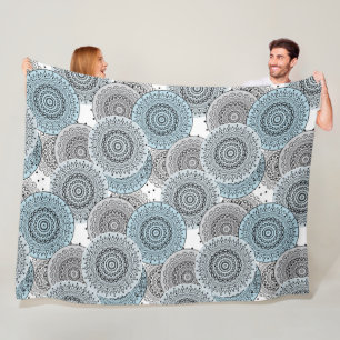 Retro, Retromuster, blau und grau, elegant Fleecedecke