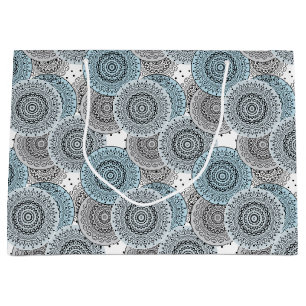 Retro, Retromuster, blau und grau, elegant Große Geschenktüte