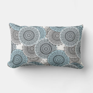 Retro, Retromuster, blau und grau, elegant Lendenkissen