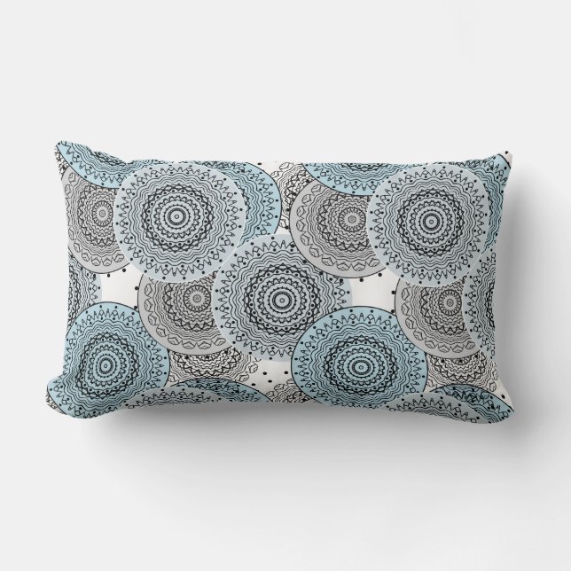 Retro, Retromuster, blau und grau, elegant Lendenkissen (Vorderseite)