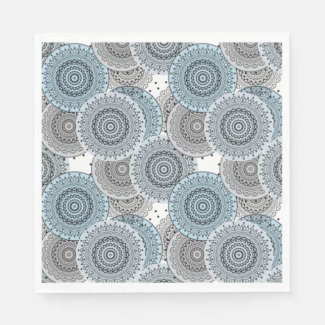 Retro, Retromuster, blau und grau, elegant Serviette (Vorderseite)