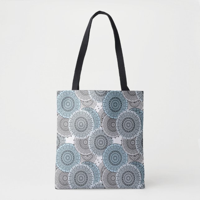 Retro, Retromuster, blau und grau, elegant Tasche (Vorderseite)