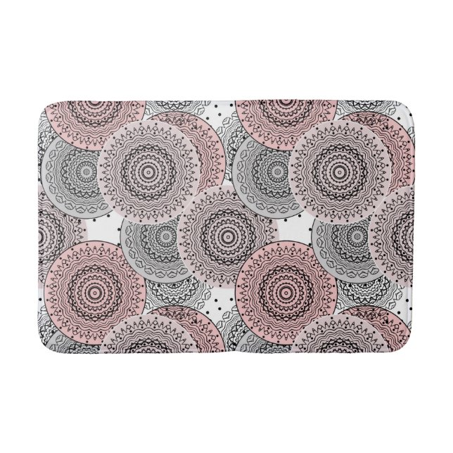 Retro, Retromuster, blau und rosa, elegant Badematte (Vorderseite)