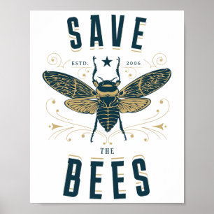Retro Rettete das Bienenzuckerohr des Bienenzuchtb Poster
