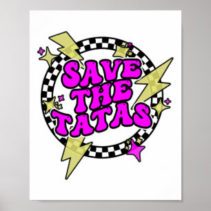 Retro Rettete das Brust-Shirt für Frauen rosa Männ Poster