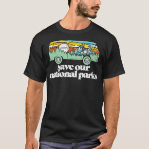 Retro Rettete unsere Nationalparks Hippie Van Moun T-Shirt