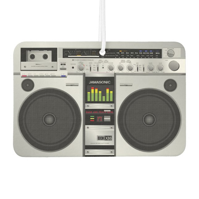Retro Rewind: Anpassbare Boombox-Grafik der 80er J Autolufterfrischer (Vorderseite)