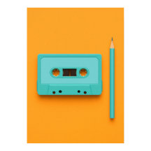 Retro Rewind: Pop Art Cassette Tape with Pencil