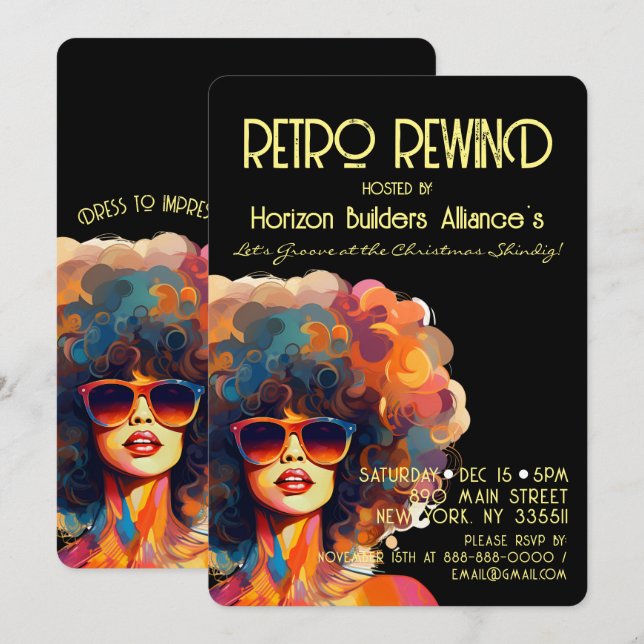 Retro Rewind Weihnachts-Party Einladung (Vorne/Hinten)