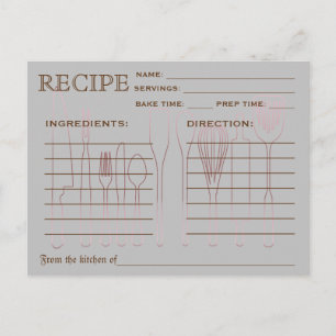 Retro-Rezeptkarte Küchenwerkzeuge Gestreift Postkarte