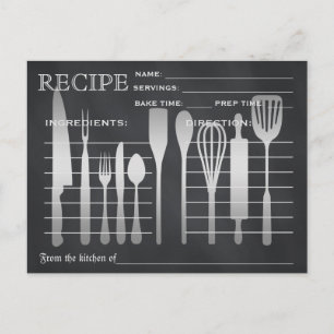 Retro Rezeptkarten Küchenutensilien Gestreift Postkarte