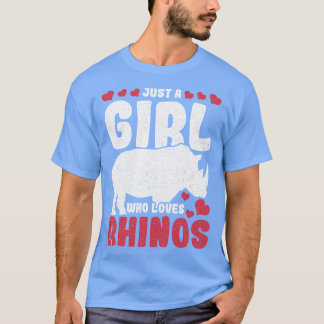 Retro Rhinoceros Nur ein Mädchen, das Rhinos Liebe T-Shirt