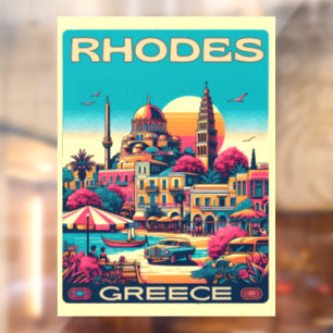 Retro Rhodes City - Griechenland - Feriengeschenke Fensteraufkleber
