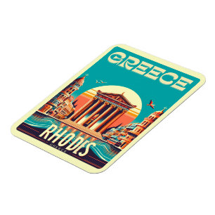 Retro Rhodos Stadt - Griechenland Urlaub Geschenke Magnet