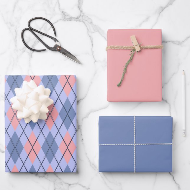 Retro rhombisches Muster. Geschenkpapier Set (Vorderseite)