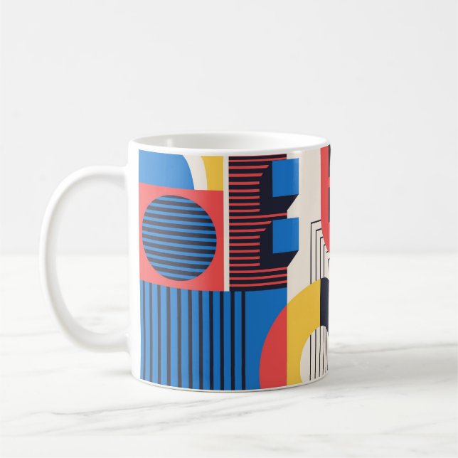 Retro Rhythm Mug – Vintage Shapes and Lines Kaffeetasse (Links)