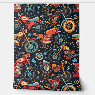 "Retro Riding: Motorradmosaik" Tapete