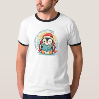Retro Ringer Penguin Reader Sporty Cotton Tee