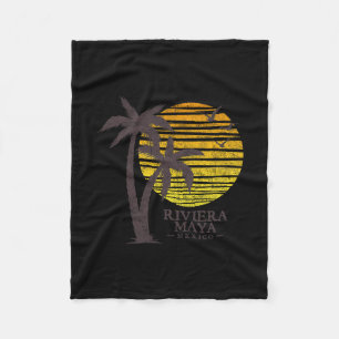 Retro Riviera Maya Mexiko Strand Sonnenuntergang H Fleecedecke