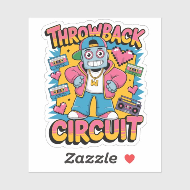 Retro Robot 90er-Jahre Hip Hop Design - Fun Cartoo Aufkleber (Blatt)