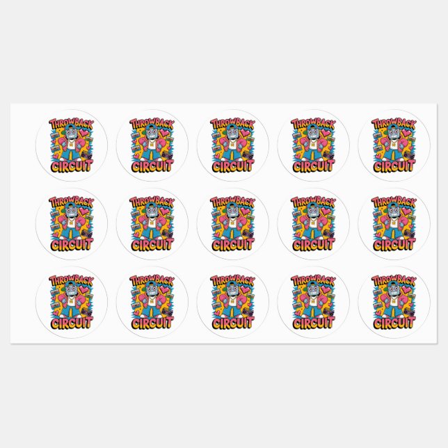 Retro Robot 90er-Jahre Hip Hop Design - Fun Cartoo Etiketten (Blatt)