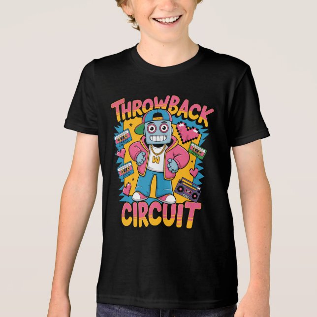 Retro Robot 90er-Jahre Hip Hop Design - Fun Cartoo Tri-Blend Shirt (Vorderseite)