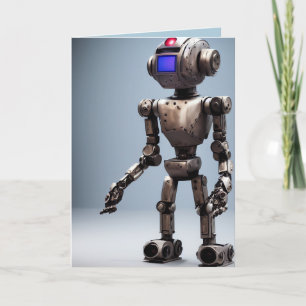 RETRO ROBOT ANNIVERSAIRE SCI-FI Carte de voeux
