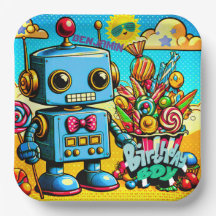 Retro Robot Birthday Boy anpassbar