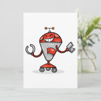 Retro Robot Cartoon Fun Red und Silver AI Bot